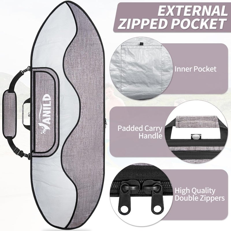 ANILD Surfboard Longboard Storage Bag Travel Daylight Bag with Shoulder Strap for Size 5'0, 6'0, 6'6, 7'0, 8'0, 9'0, 9'6, 10'6 - Image 3